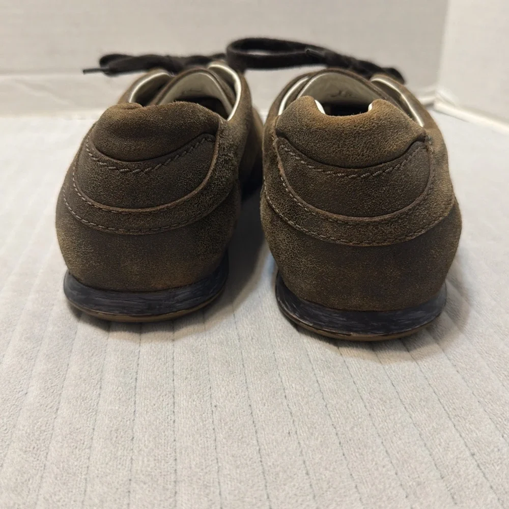 Hogan brown pebble grain leather logo sneakers trainers 7.5